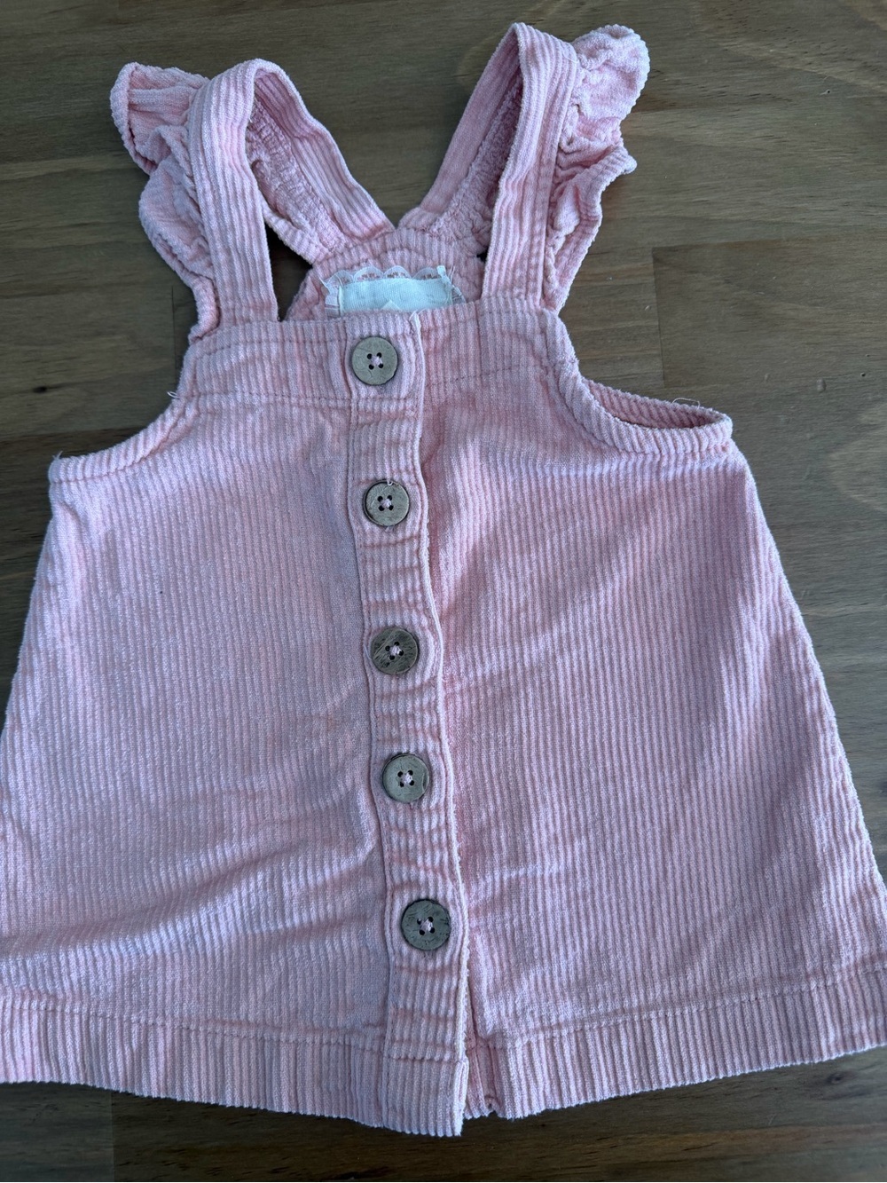 Pink Corduroy Button-Front Pinafore Dress with Floral Long-Sleeve Top 12/18M - Picture 5 of 10